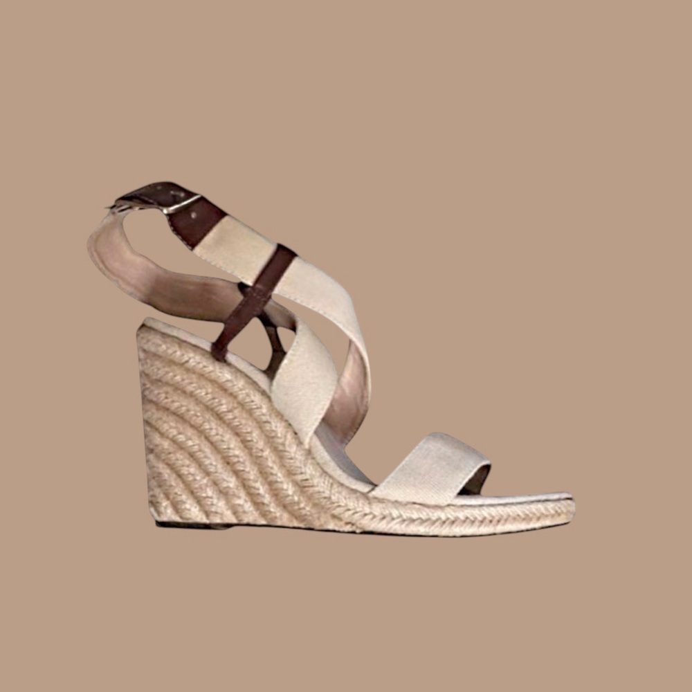 Banana Republic Beige and Brown Wedge Sandals